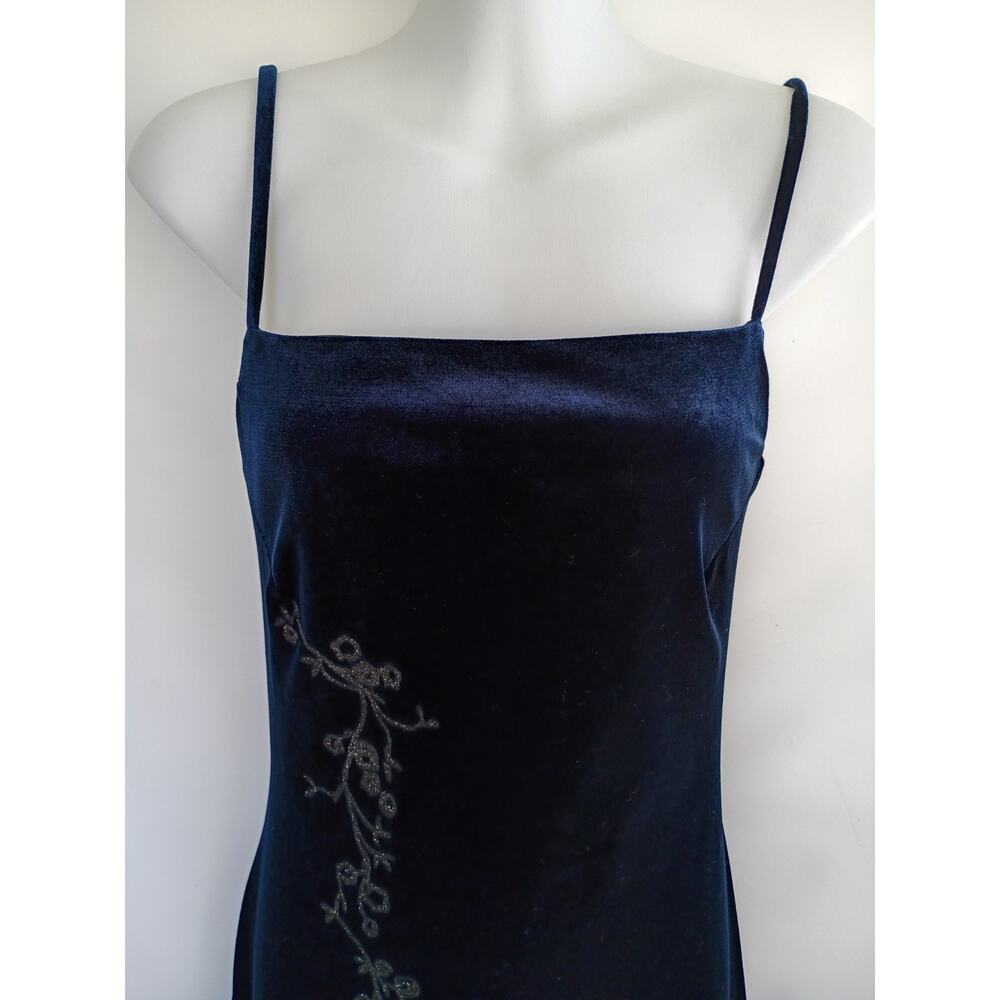 Rampage Vintage Y2K 90s Blue Formal Velvet Maxi Dress Prom Whimsygoth Size Small - Picture 10 of 12